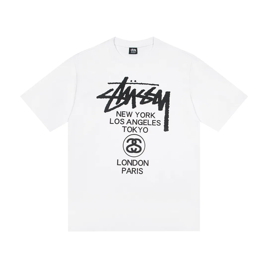 🔥 007# P55 （In Stock ） Stussy World Tour Tee Classic T Same Style ：Black White Size：S M L XL ： 260 ：